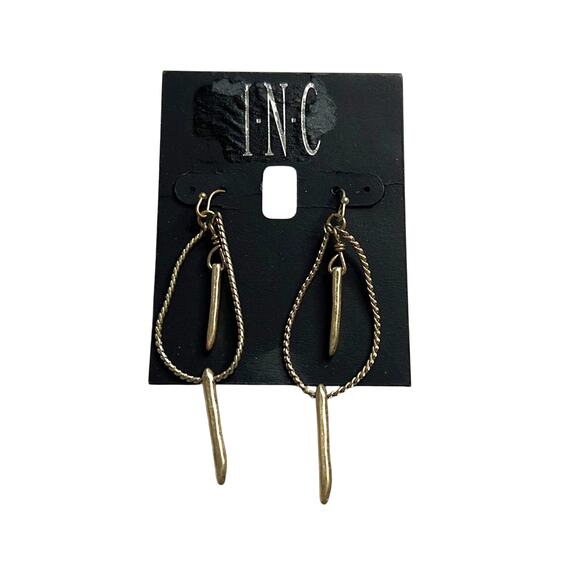 INC International Concepts Gold Dangle Earrings w/ Pendants, NWT! - Picture 1 of 3
